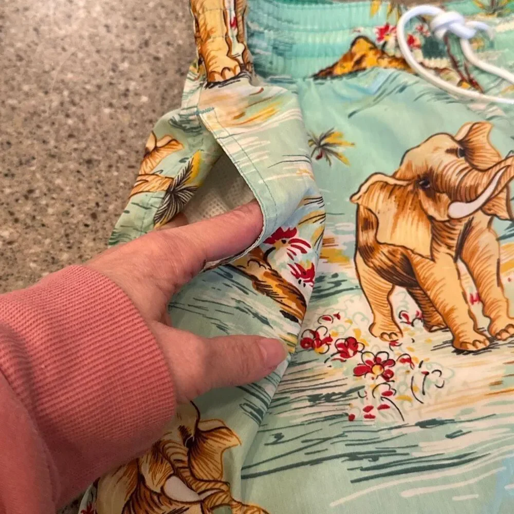 POLO RALPH LAUREN Vintage 90s Tropical Elephant Print Swim Trunks XL